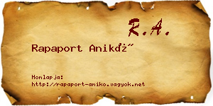 Rapaport Anikó névjegykártya